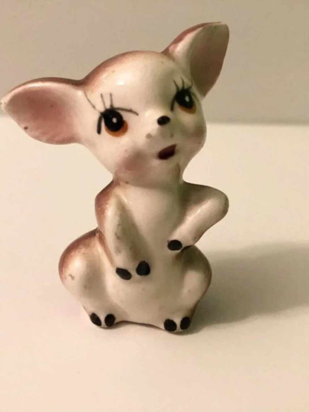 Vintage Tiny Deer Fawn Ceramic Figurine Japan